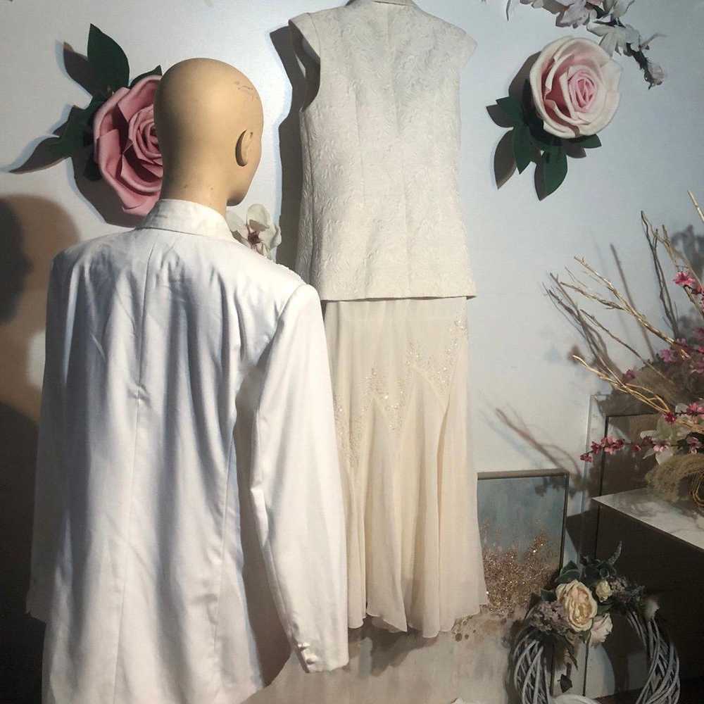 Vest embroidered rhinestone embellishment -White - image 4