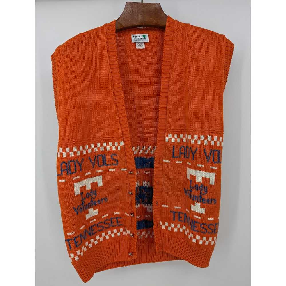 EUC 100% Cotton Vintage Lady Vols Knit Sweater Ve… - image 2