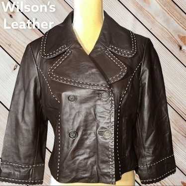Wilson’s leather chocolate brown cropped jacket w… - image 1