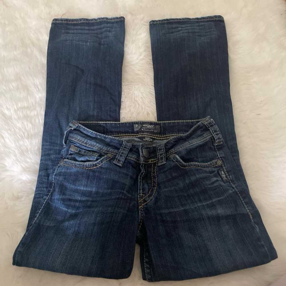 vintage silver low rise bootcut jeans - image 1