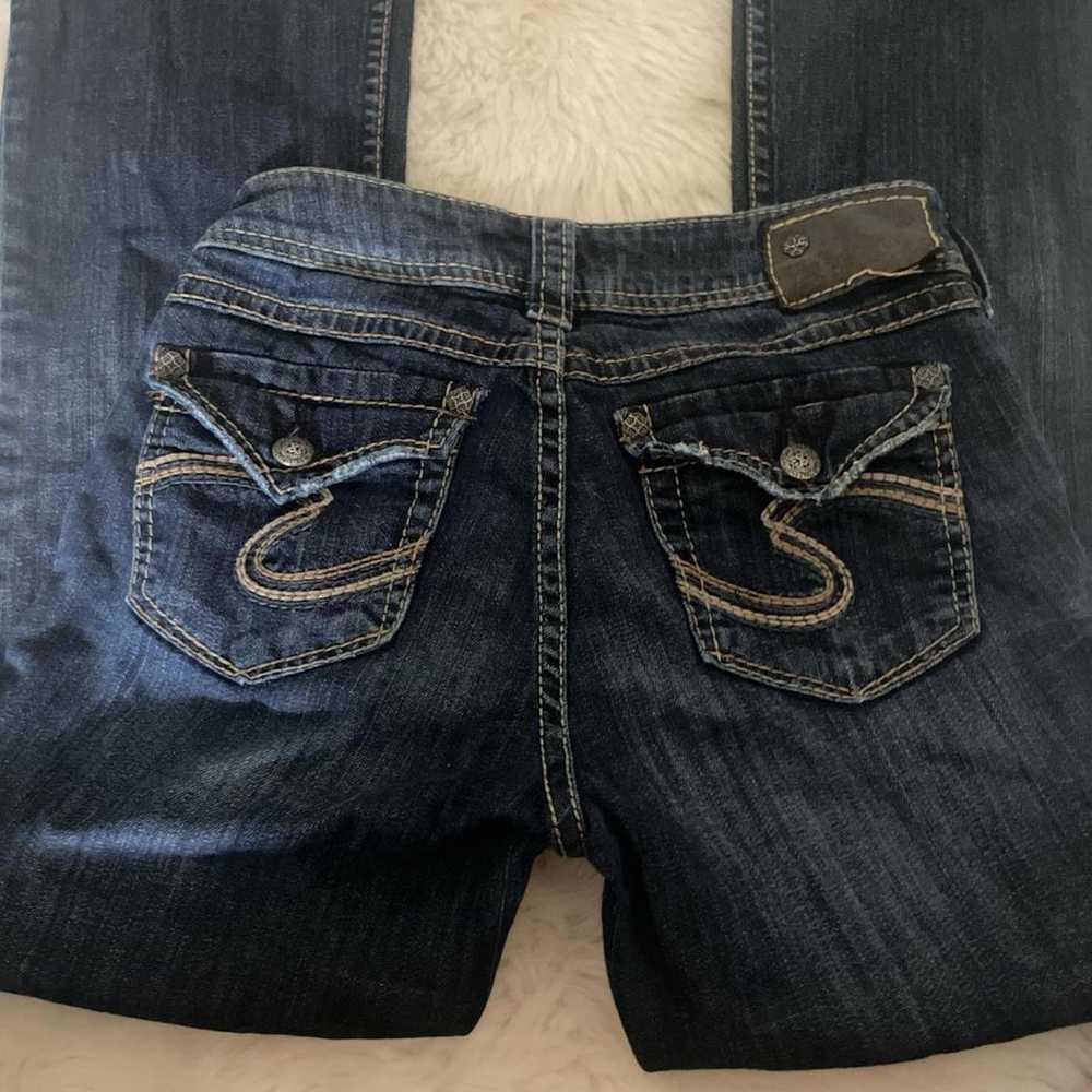 vintage silver low rise bootcut jeans - image 2