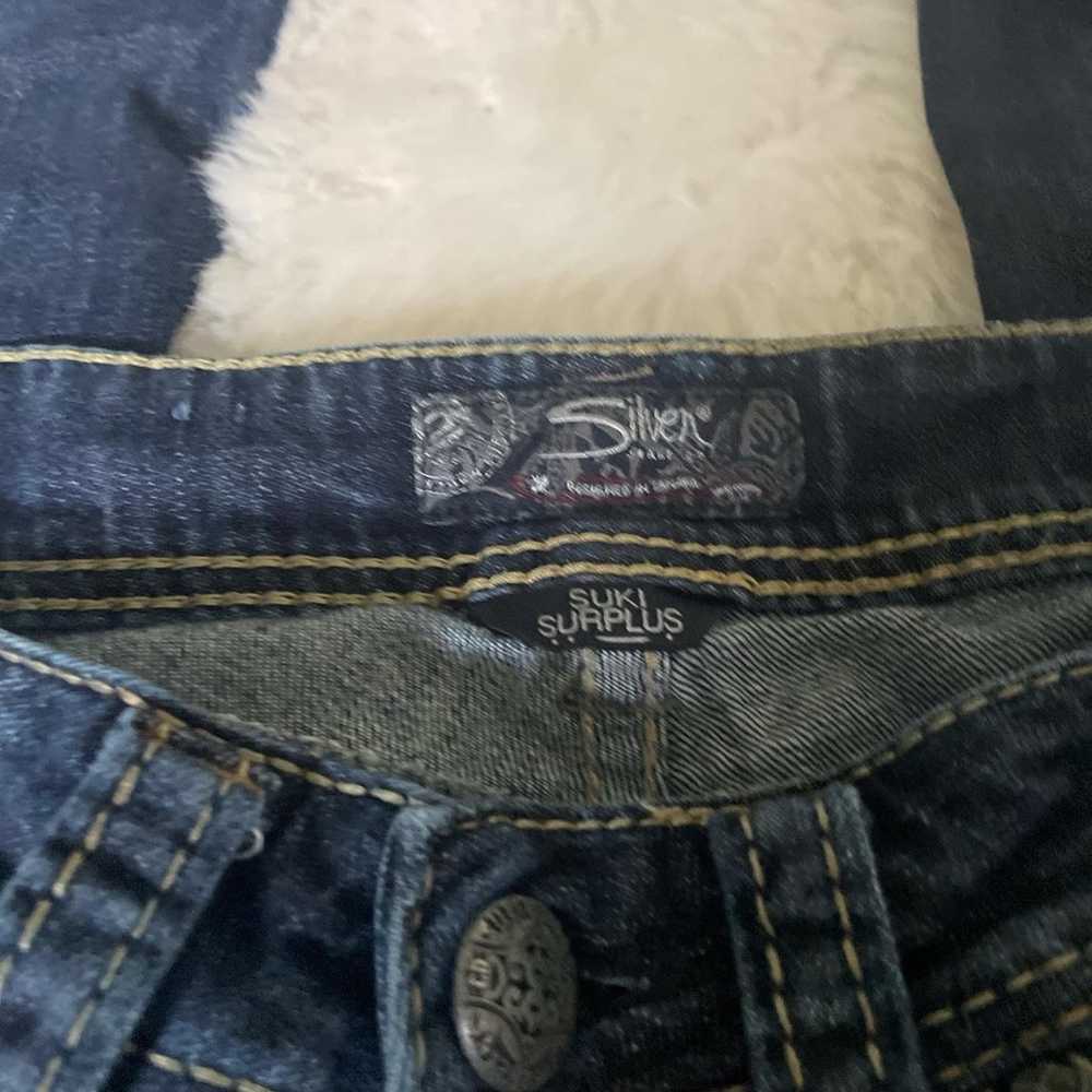 vintage silver low rise bootcut jeans - image 3