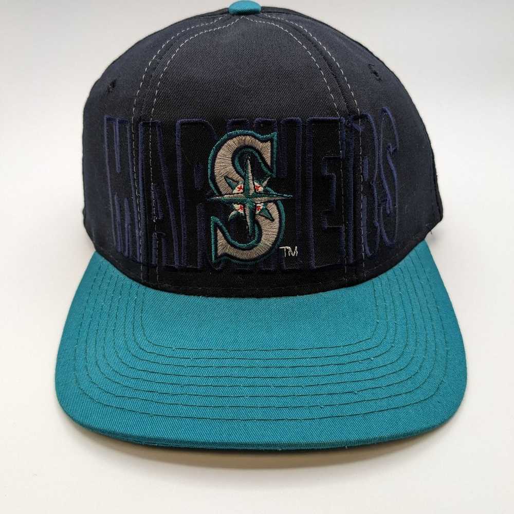 Vintage Seattle Mariners Hat Cap Mens Black Snapb… - image 1