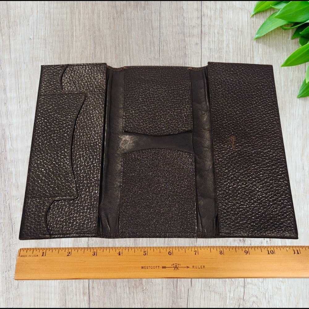 VTG Antique Pebbled Leather Stitched 3 Fold Vest … - image 7