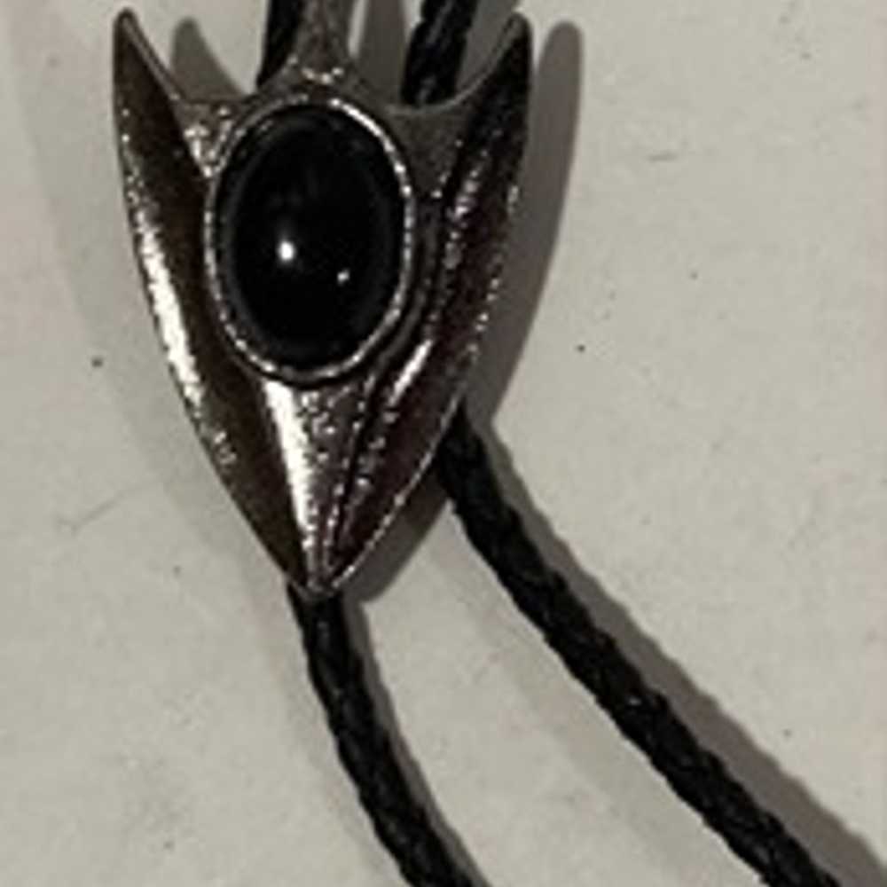 Vintage Metal Bolo Tie, Nice Pointed Arrow Black … - image 2