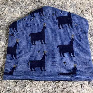 Vintage 90s Rare Patagonia Blue Llama Print Wool … - image 1