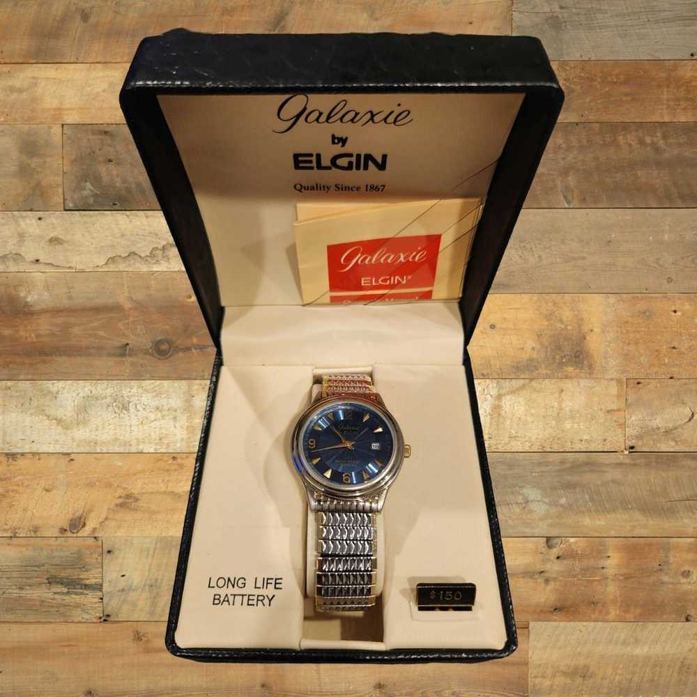 Vintage Mens Elgin Galaxie Watch 2 Tone Date With… - image 1