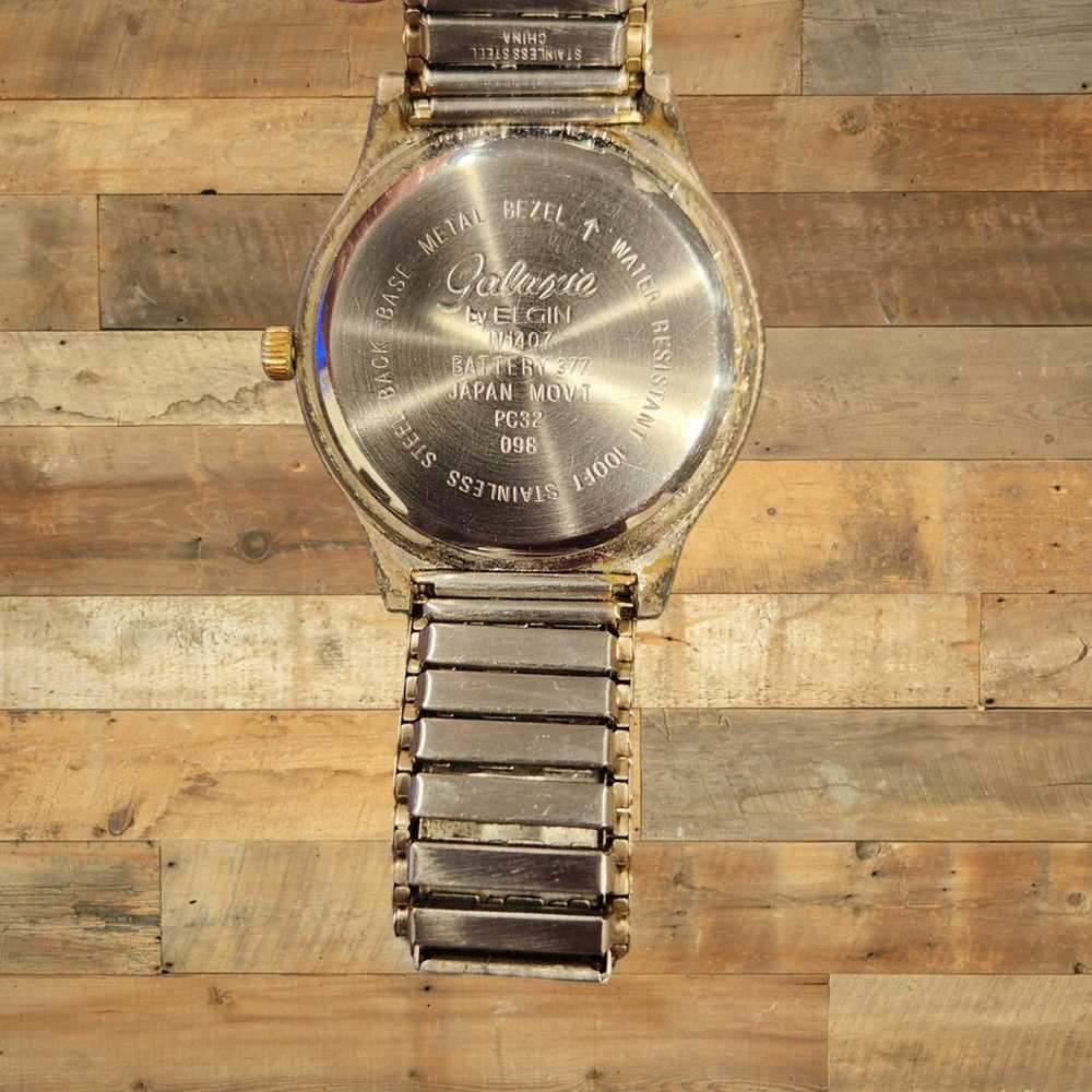 Vintage Mens Elgin Galaxie Watch 2 Tone Date With… - image 4