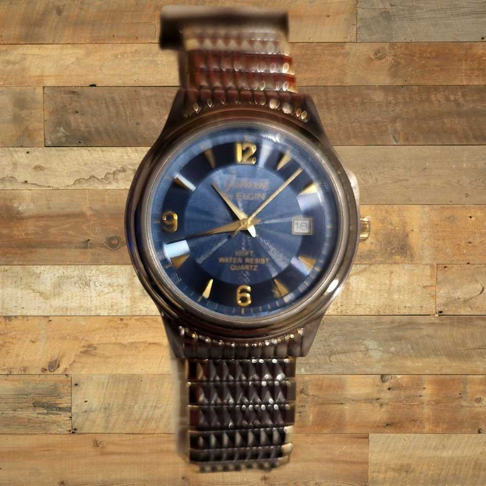 Vintage Mens Elgin Galaxie Watch 2 Tone Date With… - image 7
