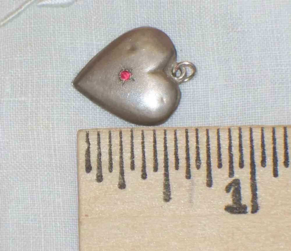 Vintage Slightly Puffy Heart Charm Sterling Silve… - image 2