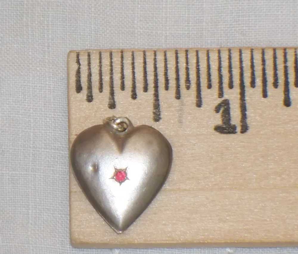 Vintage Slightly Puffy Heart Charm Sterling Silve… - image 3