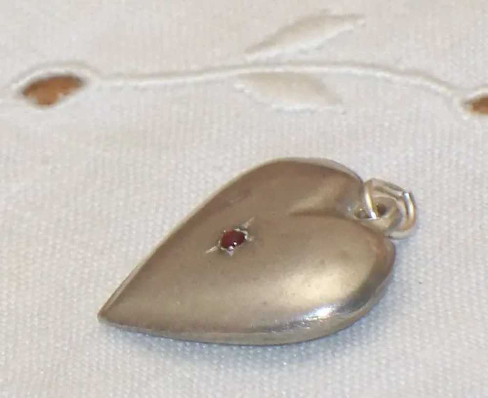 Vintage Slightly Puffy Heart Charm Sterling Silve… - image 6
