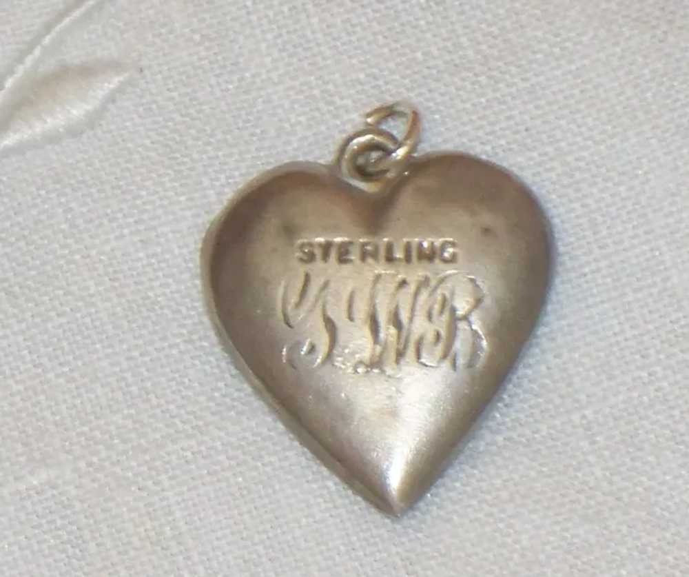 Vintage Slightly Puffy Heart Charm Sterling Silve… - image 8