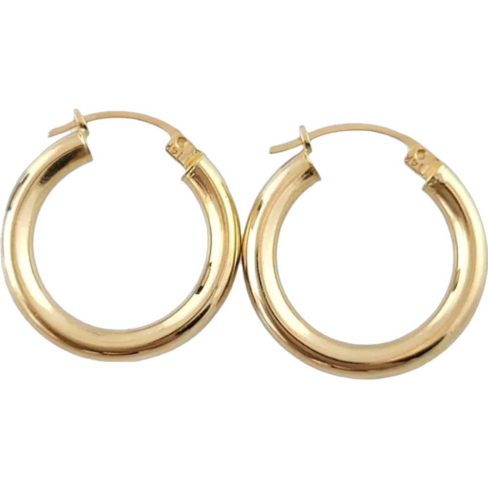 14K Yellow Gold Hoop Earrings #17379 - image 1