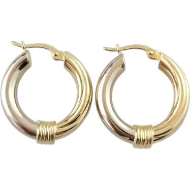 14K Yellow & White Gold Two-Toned Hoop Earrings #… - image 1