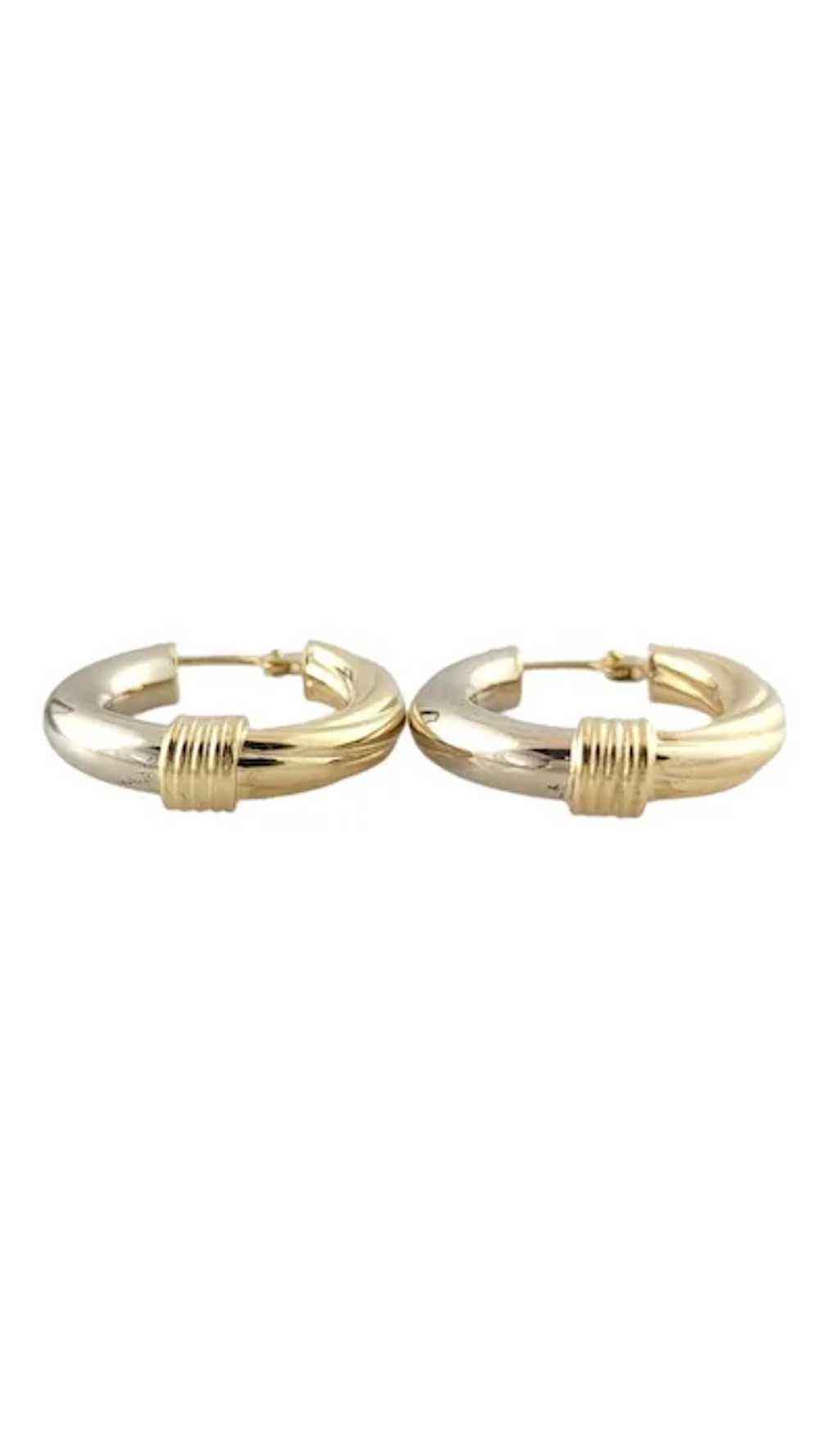 14K Yellow & White Gold Two-Toned Hoop Earrings #… - image 3