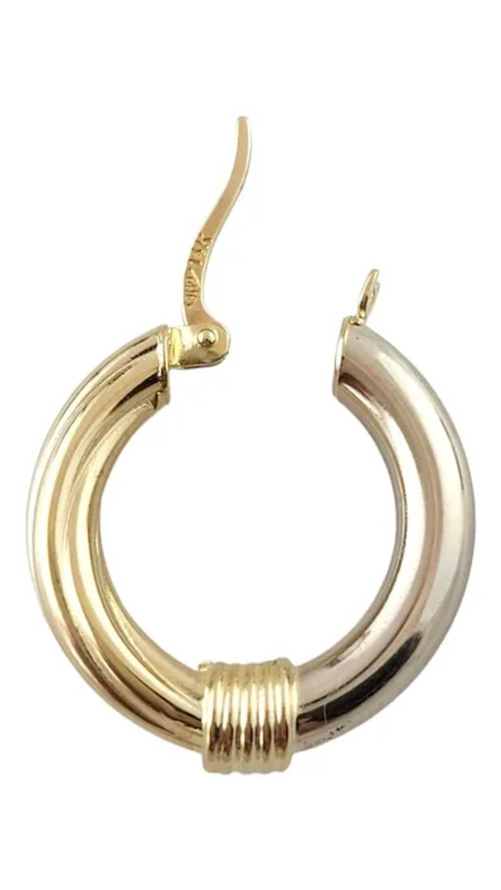 14K Yellow & White Gold Two-Toned Hoop Earrings #… - image 4