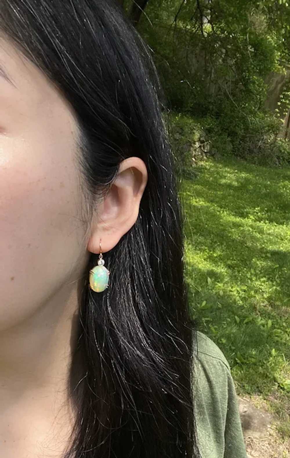 Large 18 Carat Opal and Diamond Dangle Earrings - image 5