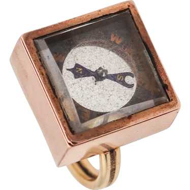 Victorian 1890 Antique Square Ring With a Compass… - image 1