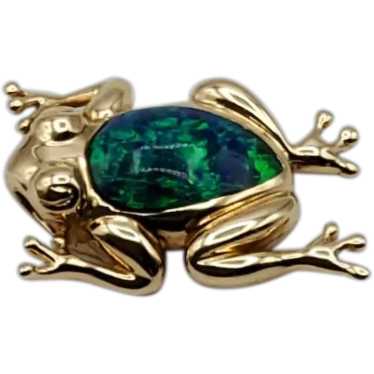 14K Gold Opal Frog Pendant