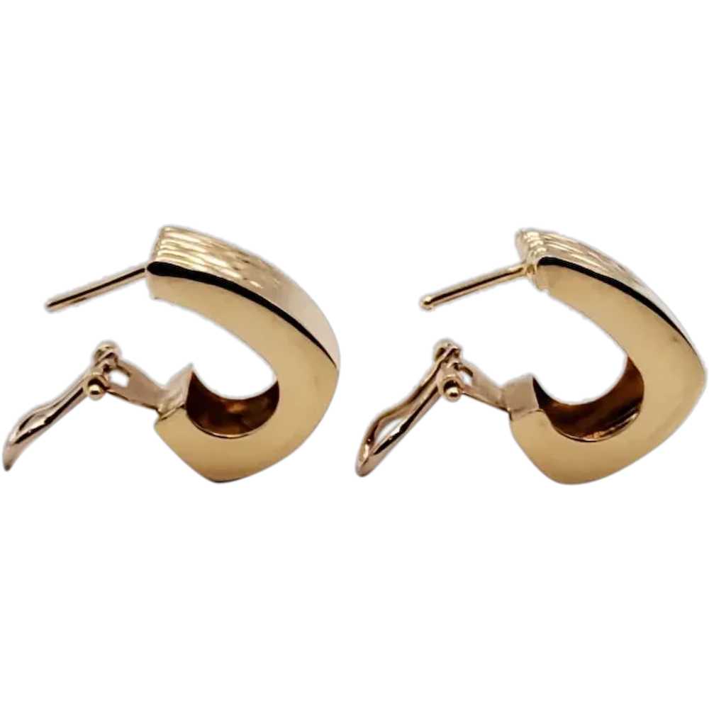 14K Gold 8mm Wide Hoop Earrings - image 2