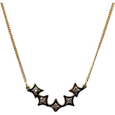 14K Gold Diamond Five Star Pendant Necklace - image 1