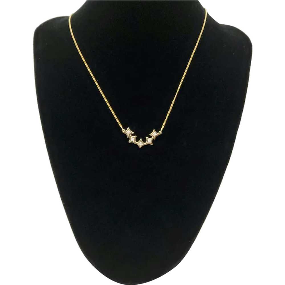 14K Gold Diamond Five Star Pendant Necklace - image 2