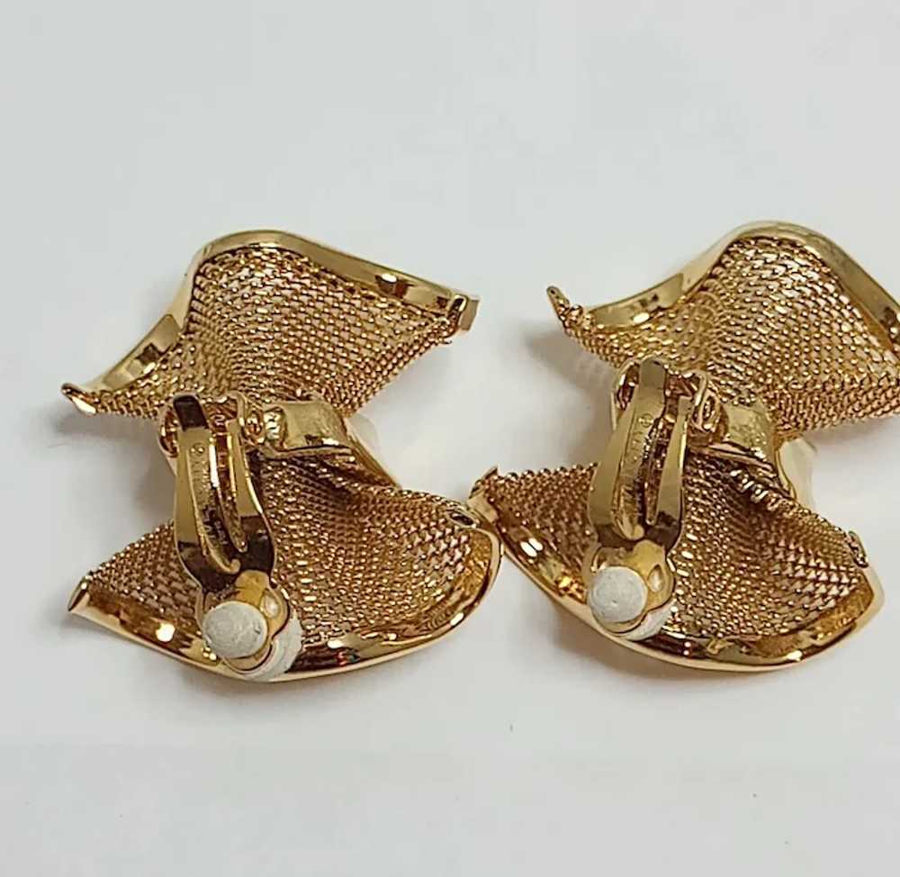 Givenchy Golden Mesh/Bow Chocker Necklace, Earrin… - image 4