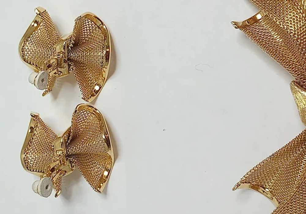 Givenchy Golden Mesh/Bow Chocker Necklace, Earrin… - image 5