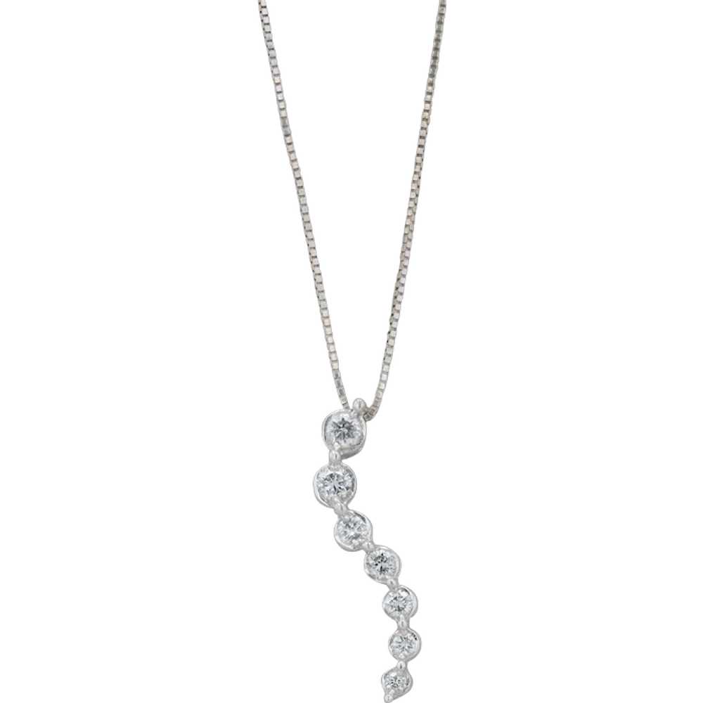 14k White Gold Graduated Diamond Pendant Necklace - image 1