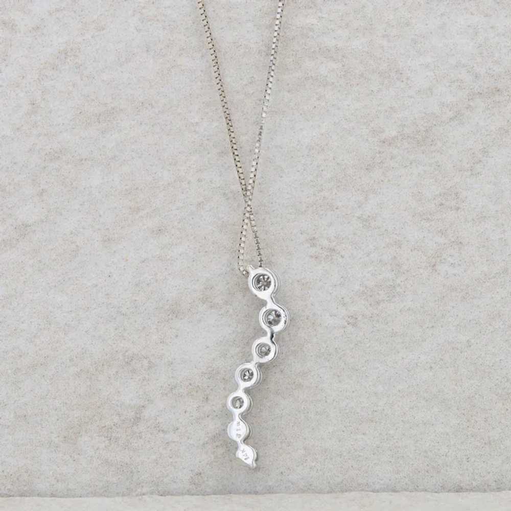 14k White Gold Graduated Diamond Pendant Necklace - image 2