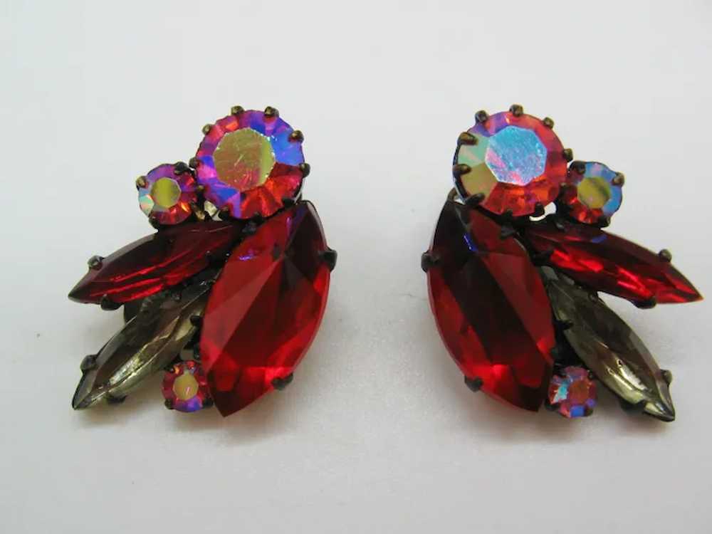 Vintage Austria  Red-Grey and Aurora Rhinestone B… - image 4