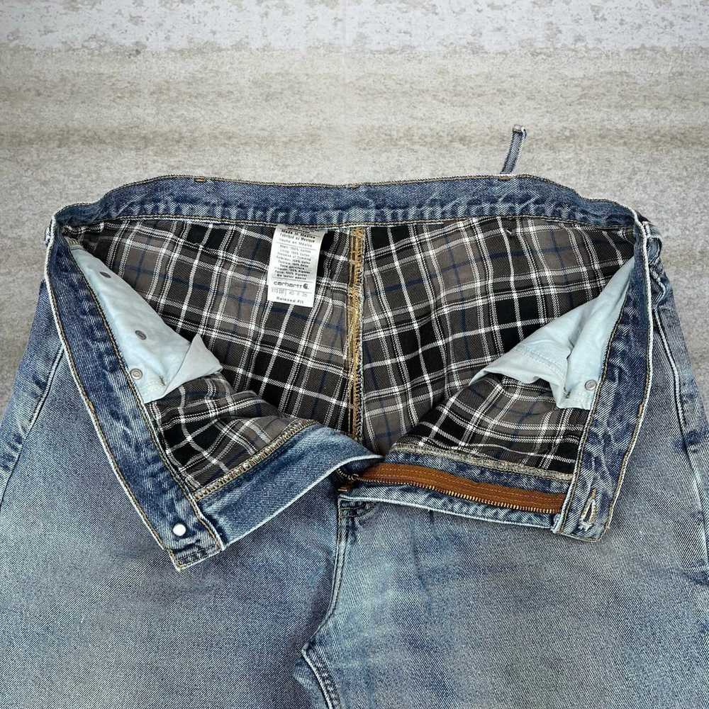 Vintage Carhartt Jeans Relaxed Fit Plaid Lined Me… - image 4