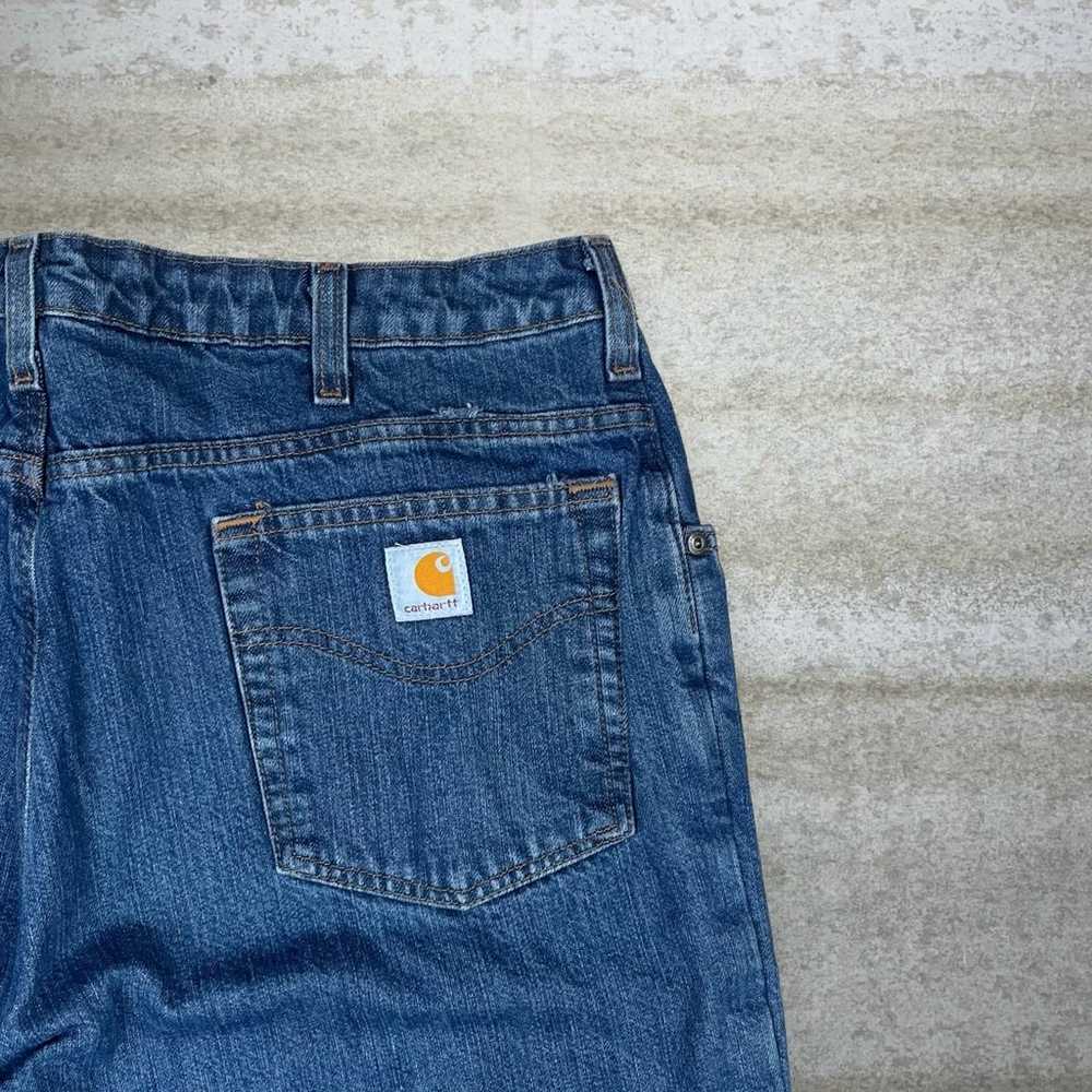 Vintage Flannel Lined Carhartt Jeans Dark Wash De… - image 3