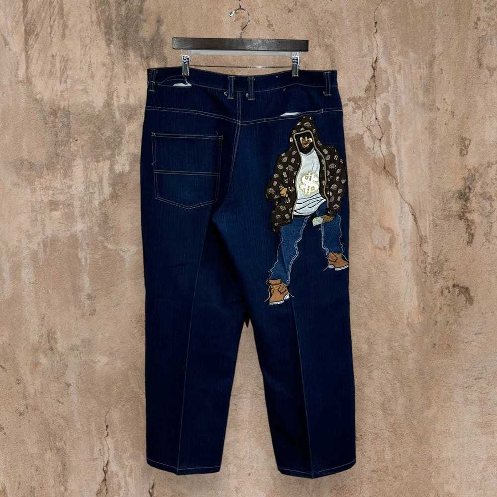Vintage Skater Wide Leg Jeans Raw Blue Dark Wash … - image 2