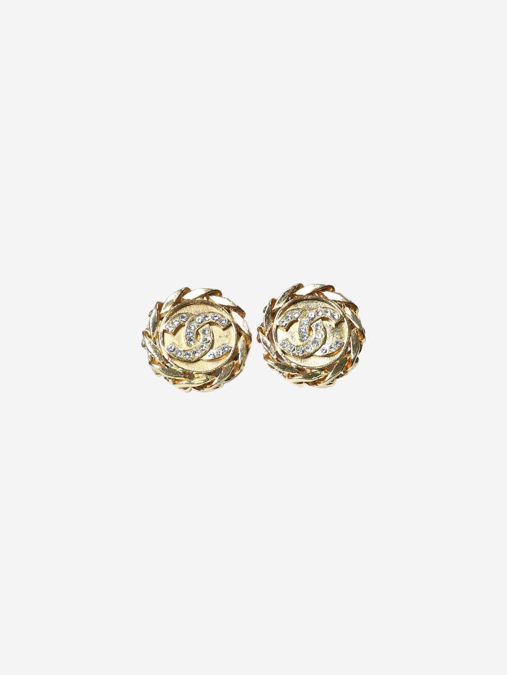 Chanel Gold coco mark chain clip-on earrings - image 1