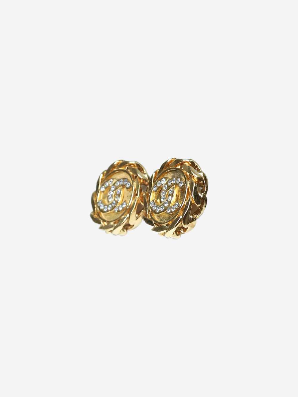 Chanel Gold coco mark chain clip-on earrings - image 2