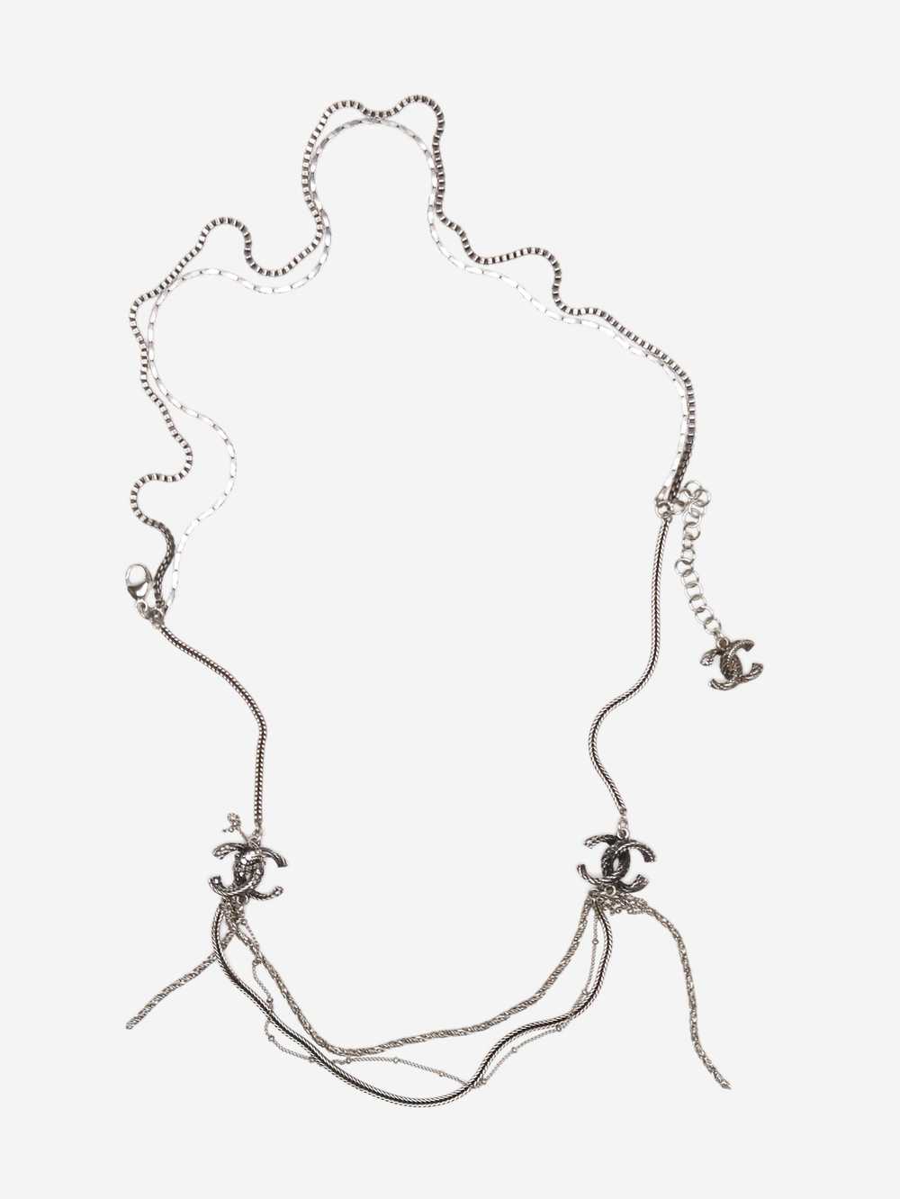 Chanel Silver triple CC chain necklace - image 2