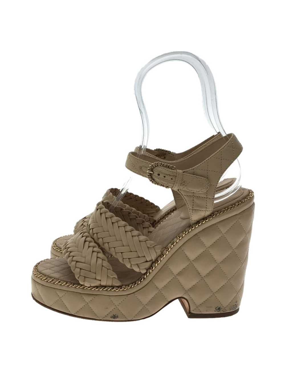Chanel Sandals/38/Beige/Leather/Here Mark/Wedge S… - image 1
