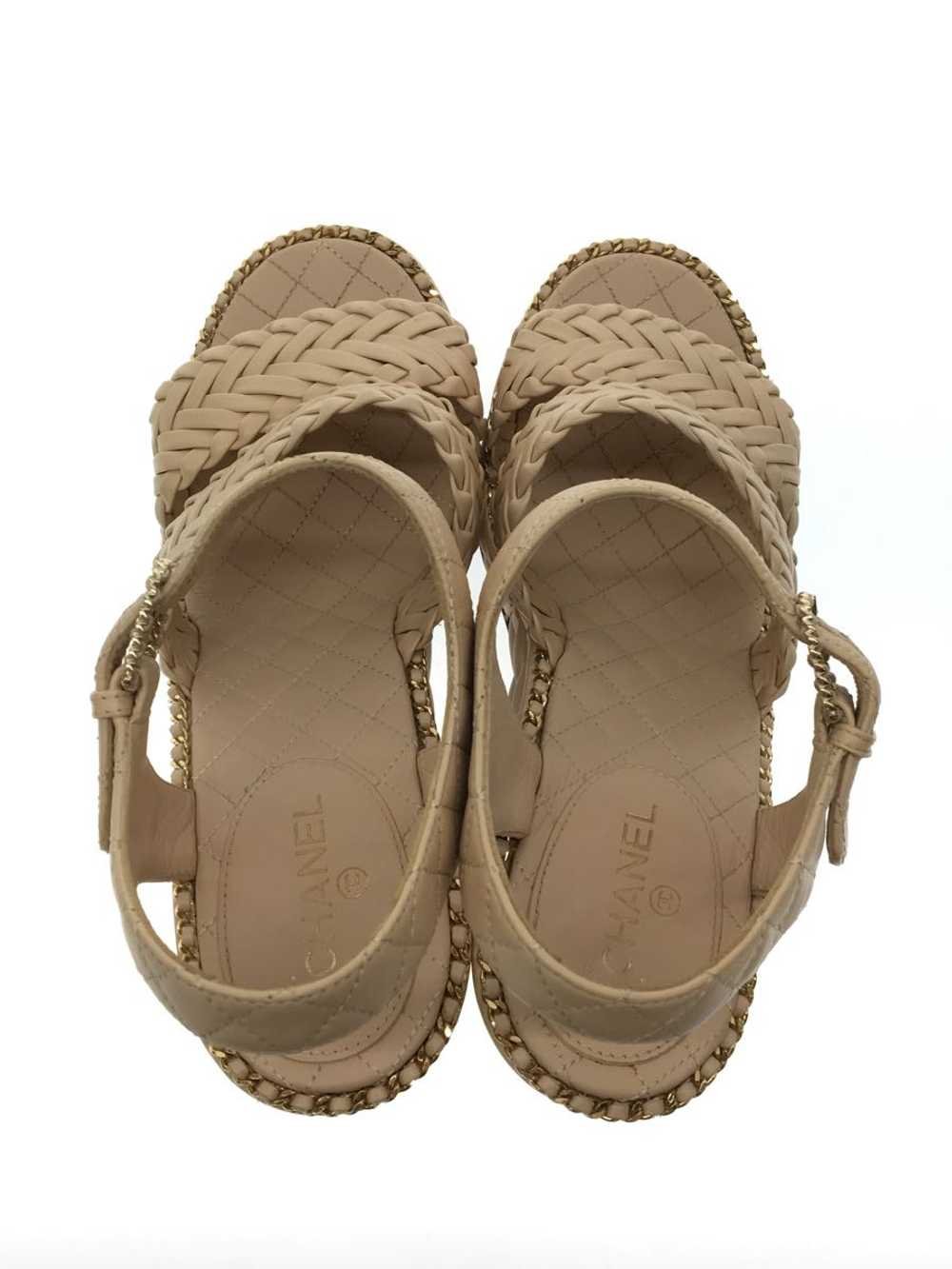Chanel Sandals/38/Beige/Leather/Here Mark/Wedge S… - image 3