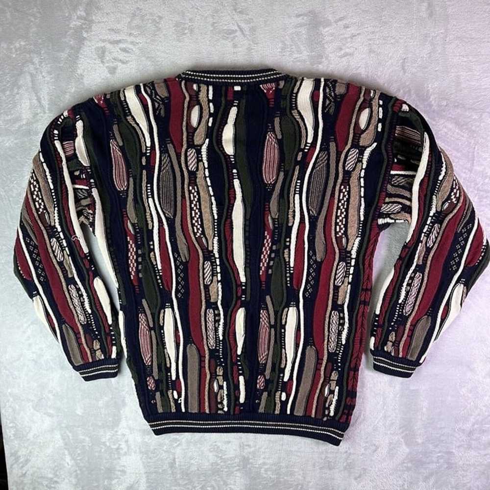 Cotton Traders 3D Knit Sweater Men's XL Red Blue … - image 12