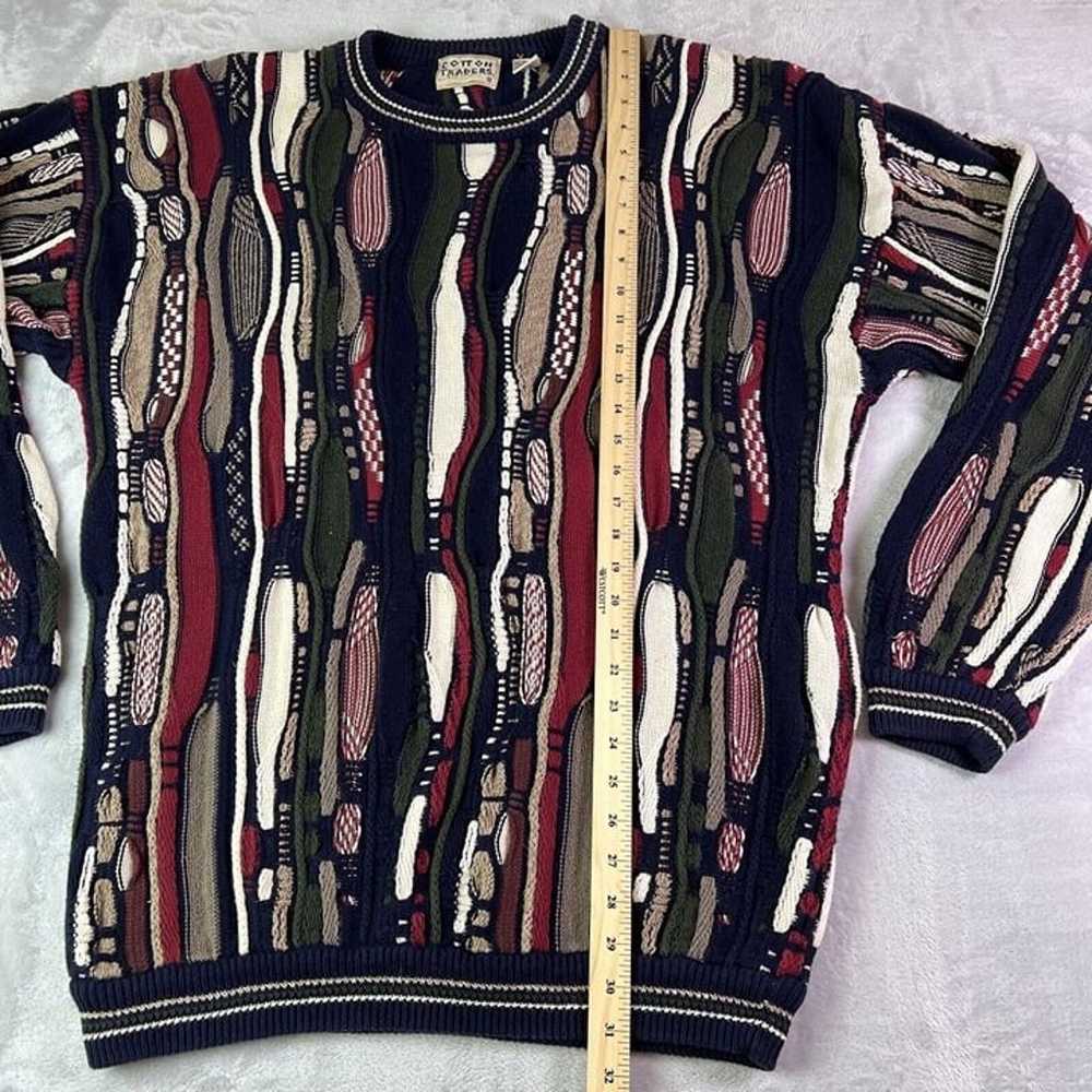 Cotton Traders 3D Knit Sweater Men's XL Red Blue … - image 8