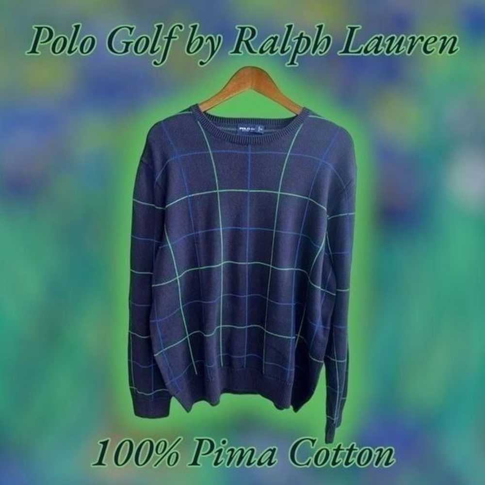 90s Polo Ralph Lauren Navy & Green Crewneck Sweat… - image 1