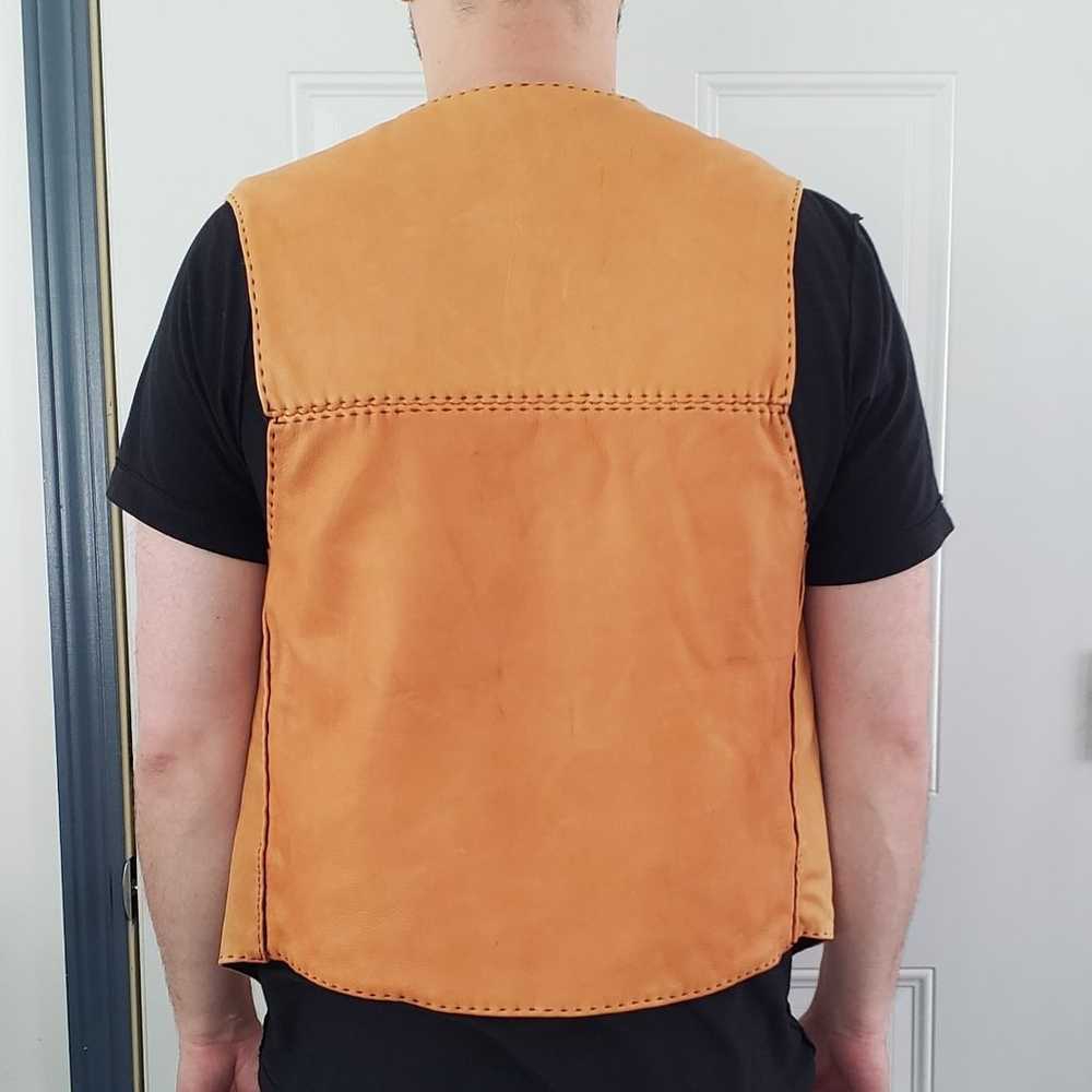 Vintage Hand Made Buckskin Leather Vest - image 3