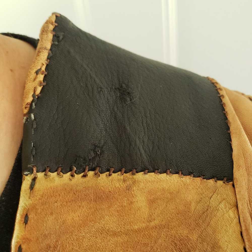 Vintage Hand Made Patchwork Leather Vest - image 5