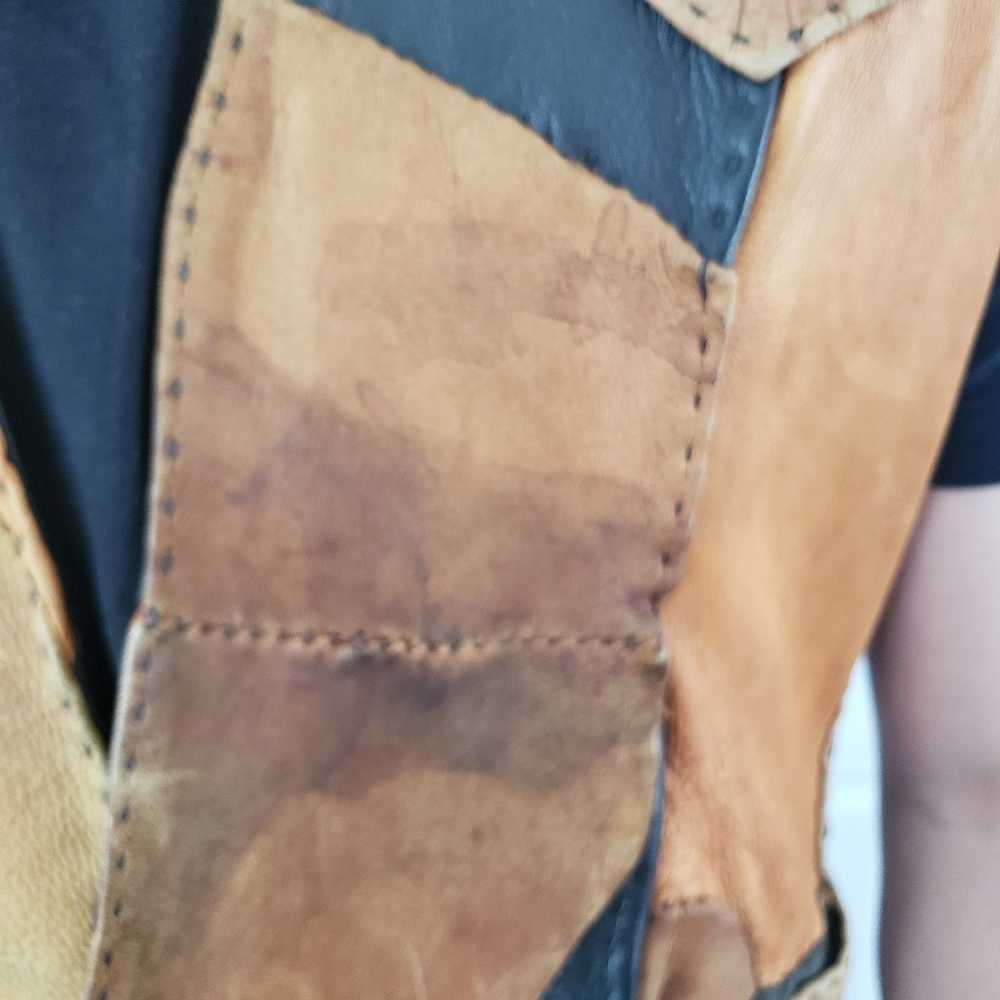 Vintage Hand Made Patchwork Leather Vest - image 6