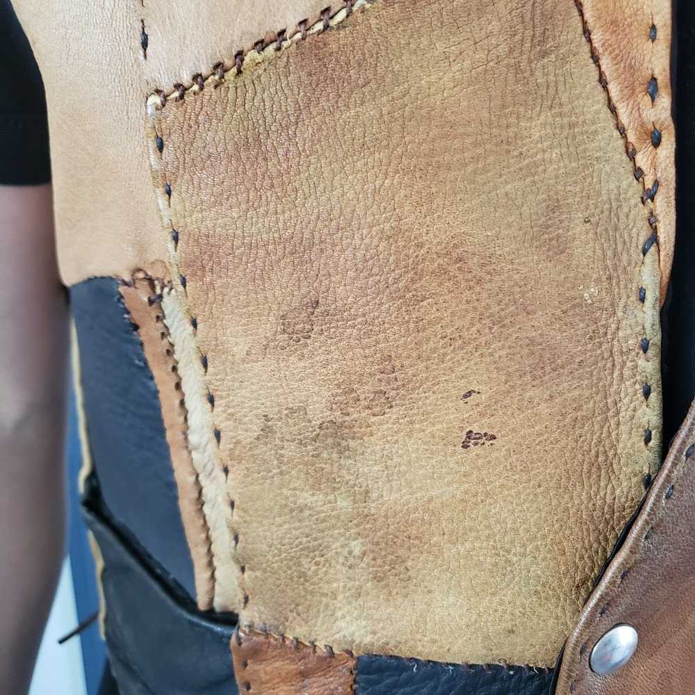 Vintage Hand Made Patchwork Leather Vest - image 7