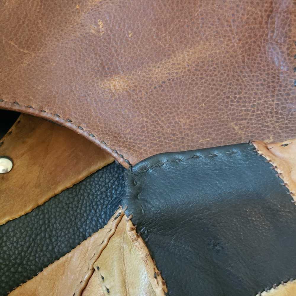 Vintage Hand Made Patchwork Leather Vest - image 8