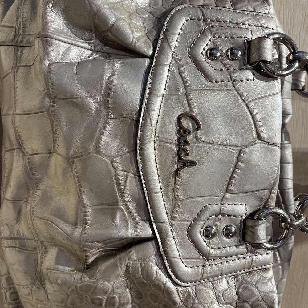 Coach Ashley leather carryall Croc Metallic Silve… - image 2