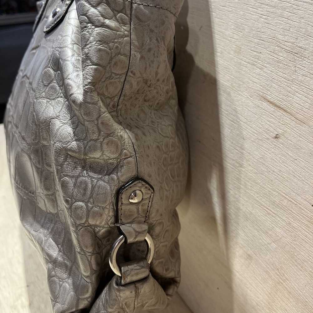 Coach Ashley leather carryall Croc Metallic Silve… - image 5